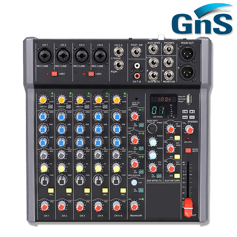 GFX8 지앤에스 8채널 오디오 믹서, USB, 블루투스, 녹음, 이펙터 내장